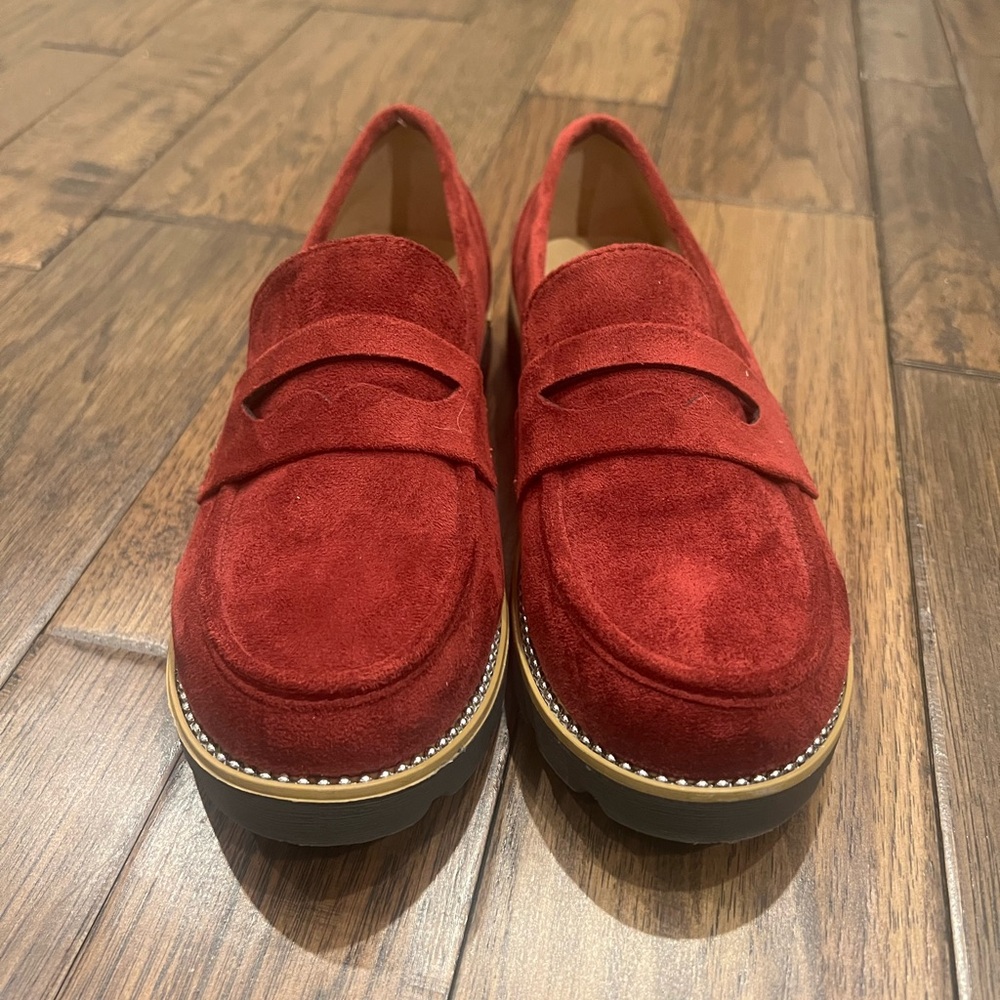 Taryn Rose Red Suede Loafers